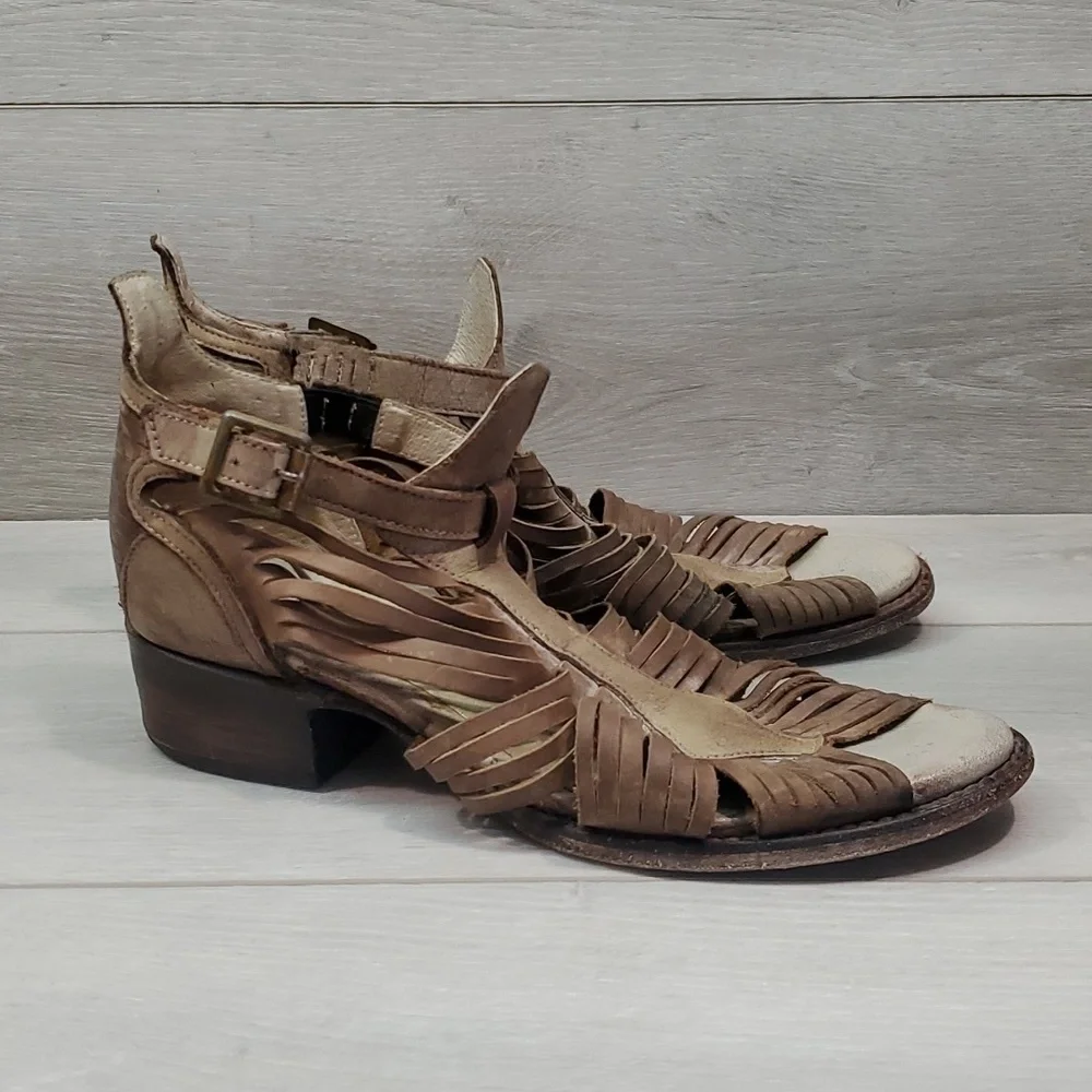 Freebird by Steven Arrow Open Toe Stone Brown Bootie Sandals sz shoes 9